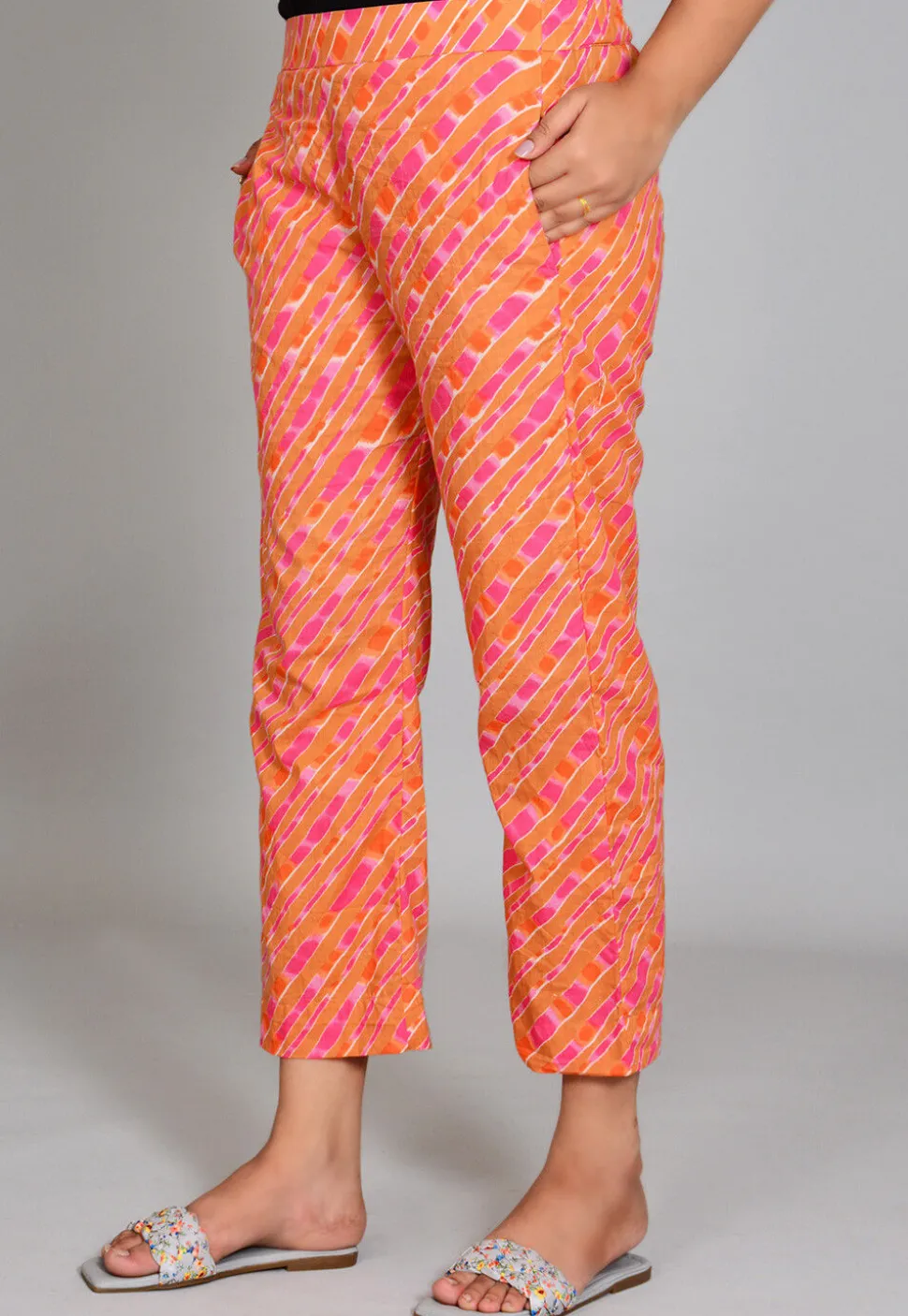 Digital Printed Cotton Pant in Orange