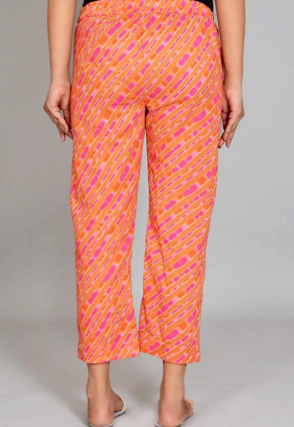 Digital Printed Cotton Pant in Orange