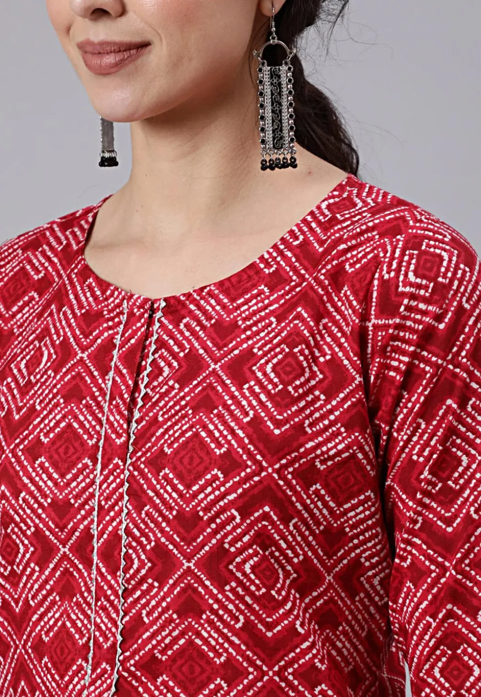 Digital Printed Cotton Pakistani Suit in Red