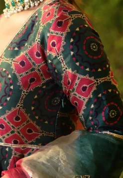 Digital Printed Cotton Pakistani Suit in Dark Green