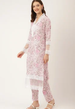 Digital Printed Cotton Pakistani Suit in Off White