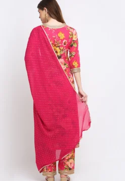 Digital Printed Cotton Pakistani Suit in Fuchsia