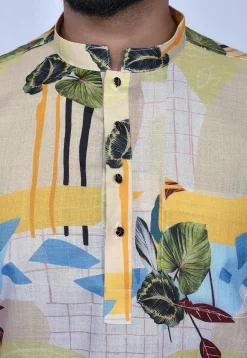 Digital Printed Cotton Short Kurta Set in Multicolor