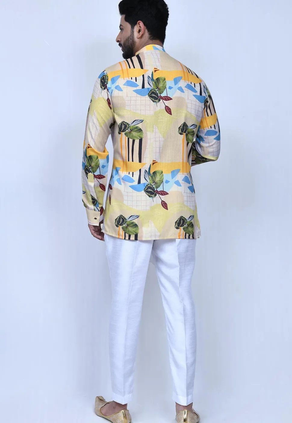 Digital Printed Cotton Short Kurta Set in Multicolor