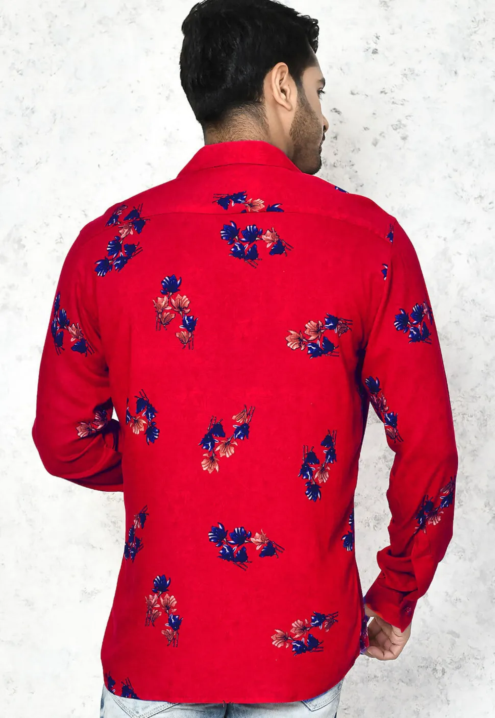Digital Printed Cotton Shirt in Red