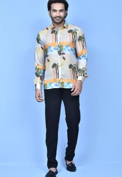 Digital Printed Cotton Shirt in Multicolor