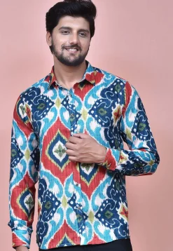 Digital Printed Cotton Shirt in Multicolor