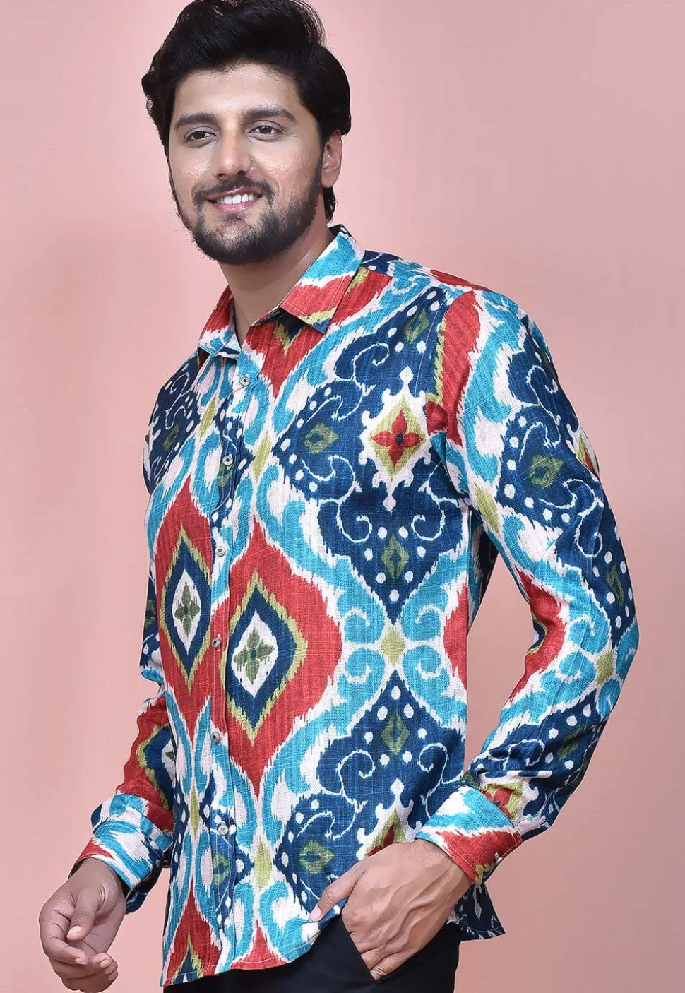 Digital Printed Cotton Shirt in Multicolor