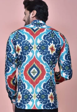 Digital Printed Cotton Shirt in Multicolor