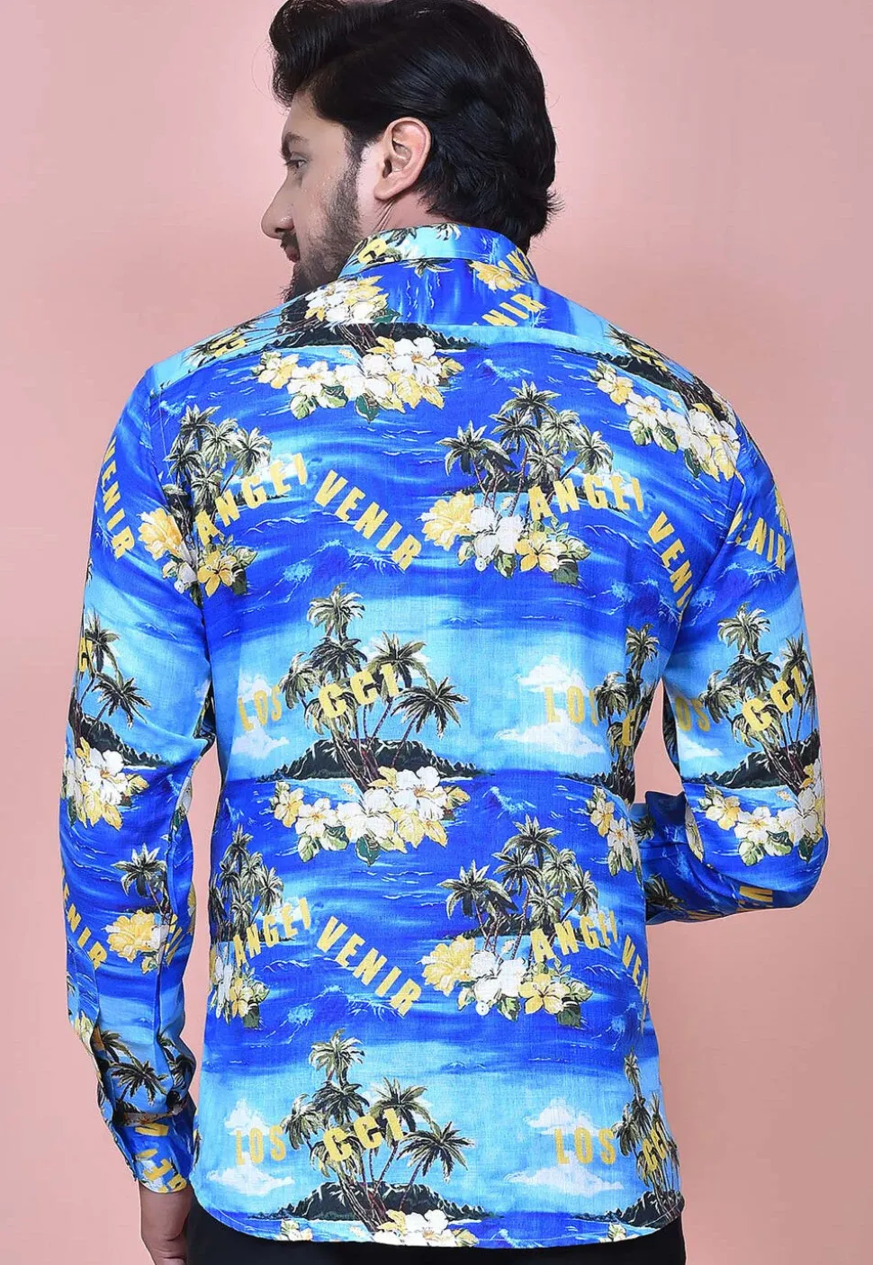 Digital Printed Cotton Shirt in Blue