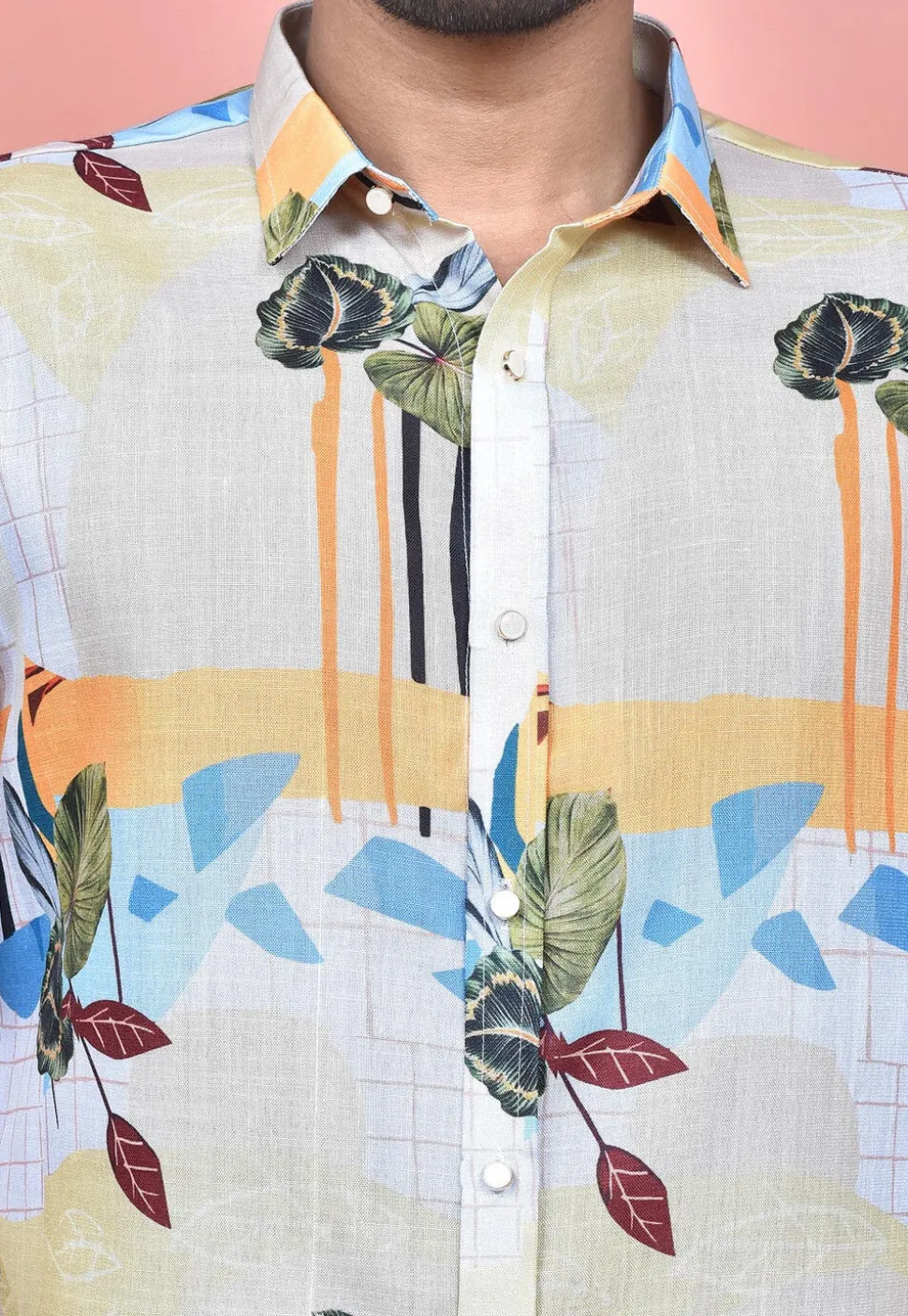 Digital Printed Cotton Shirt in Multicolor