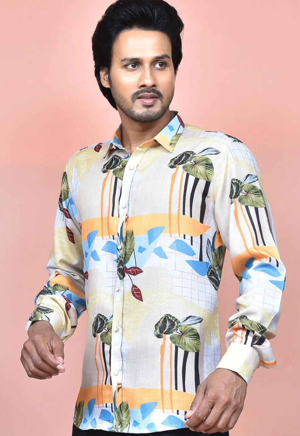 Digital Printed Cotton Shirt in Multicolor