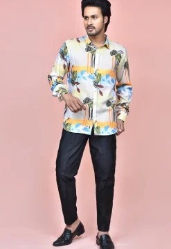 Digital Printed Cotton Shirt in Multicolor