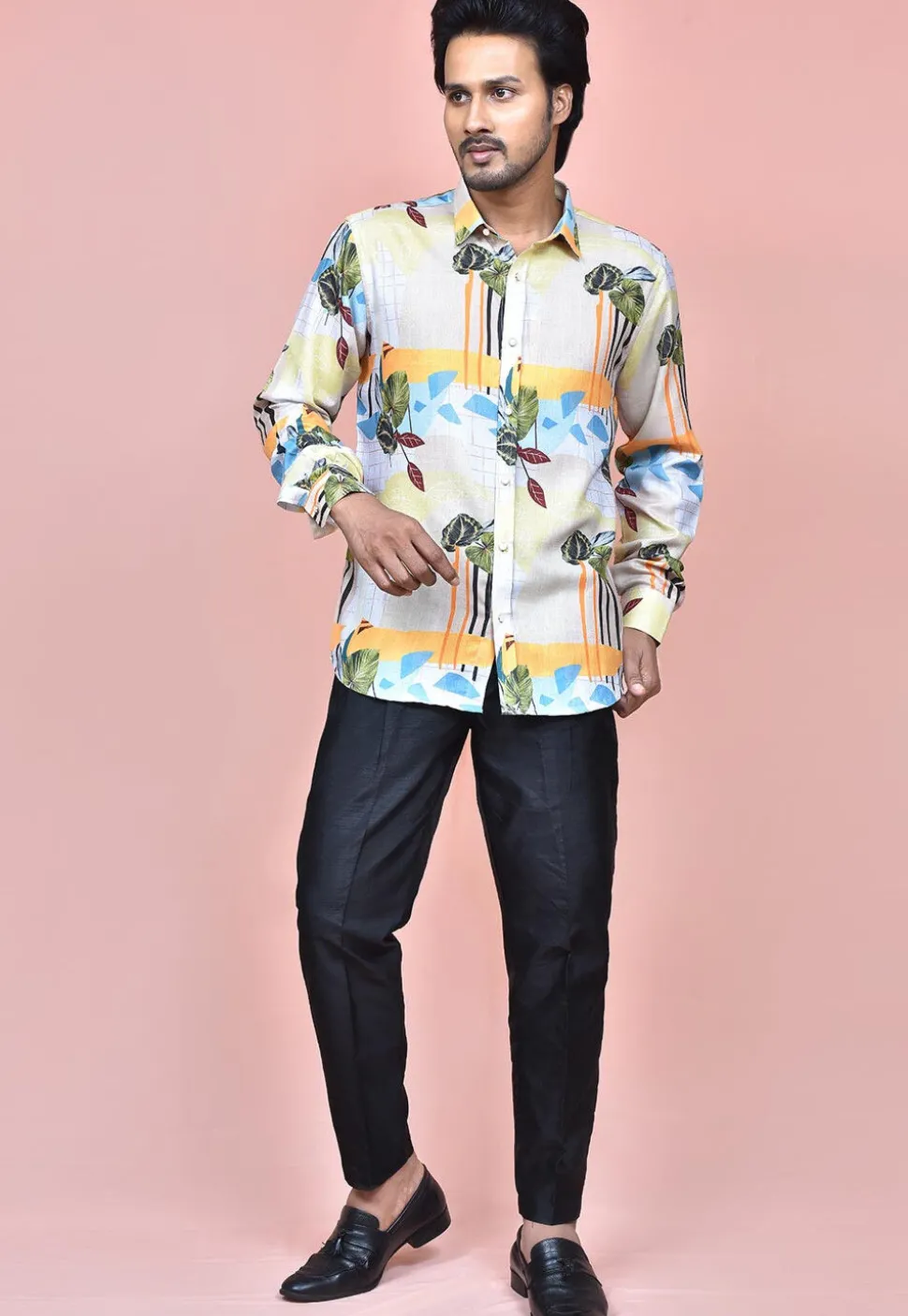 Digital Printed Cotton Shirt in Multicolor