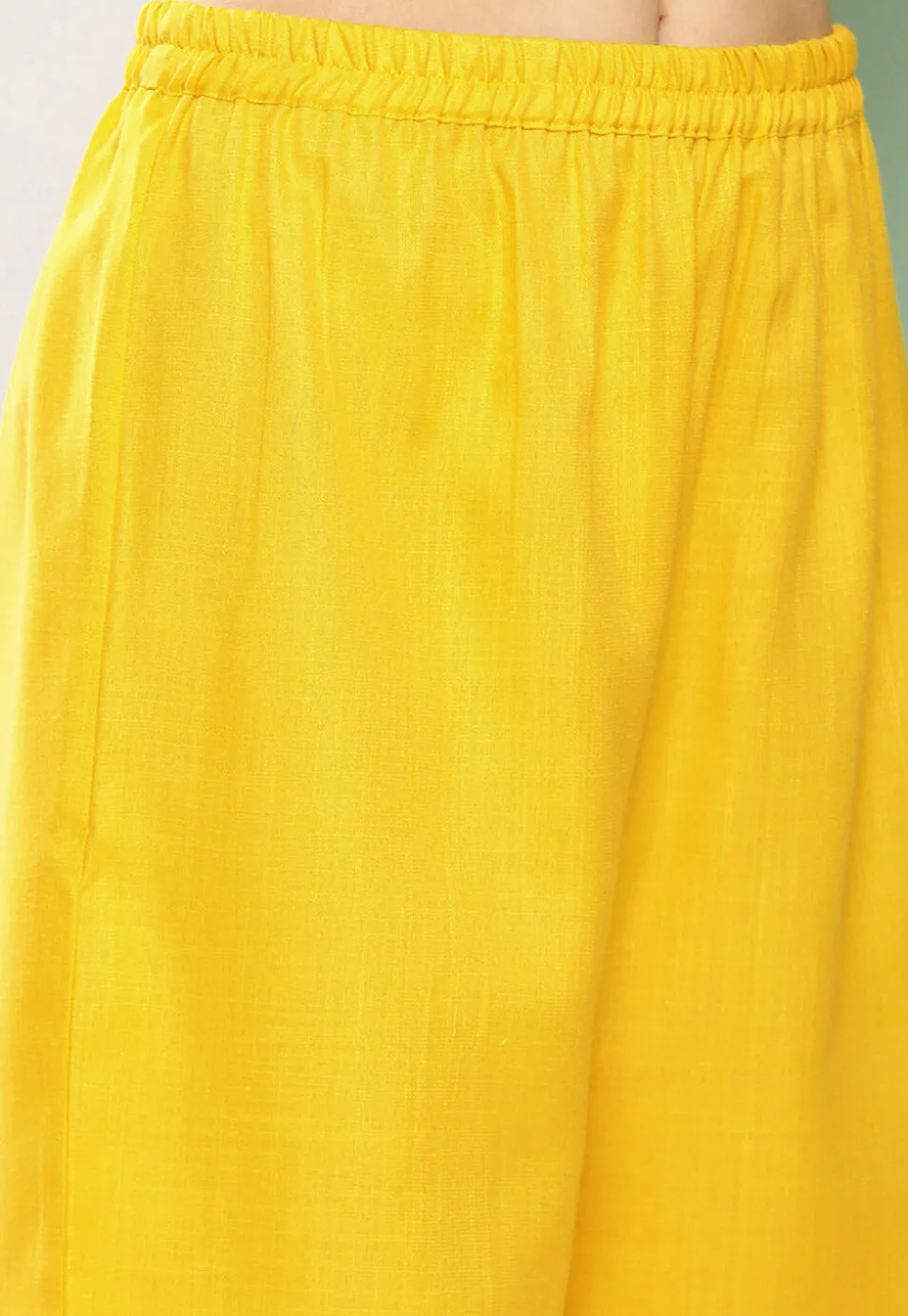 Digital Printed Cotton Silk Straight Kurta Set in Mustard
