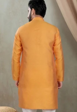 Digital Printed Cotton Silk Kurta in Mustard