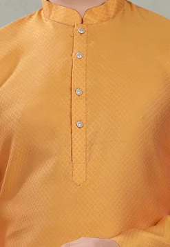 Digital Printed Cotton Silk Kurta in Mustard
