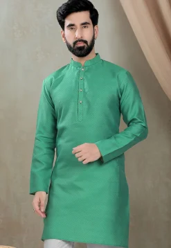 Digital Printed Cotton Silk Kurta in Green