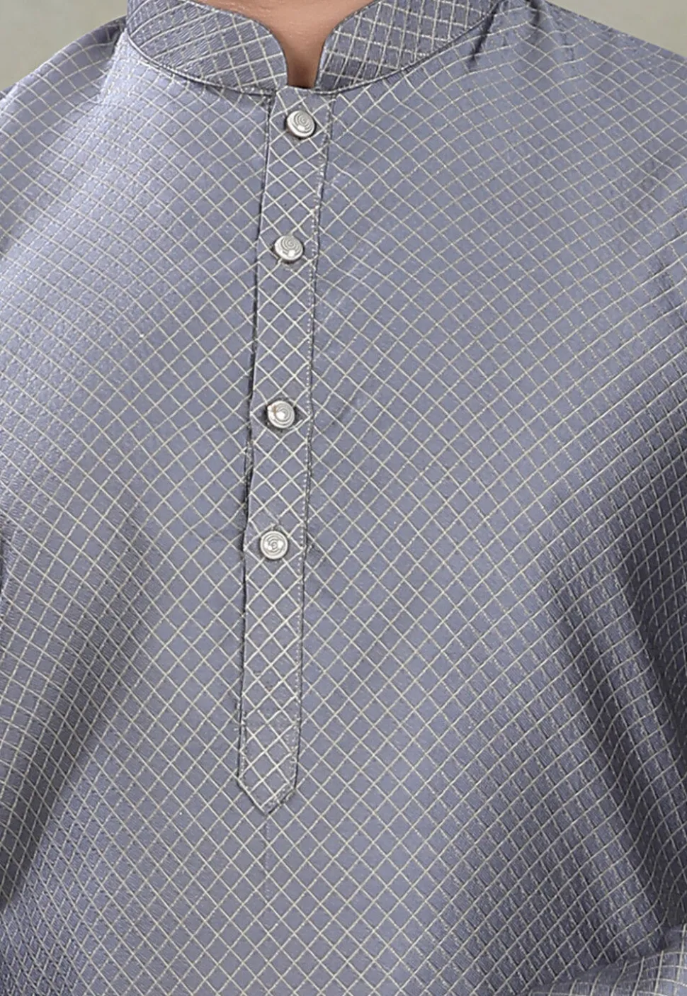 Digital Printed Cotton Silk Kurta in Grey