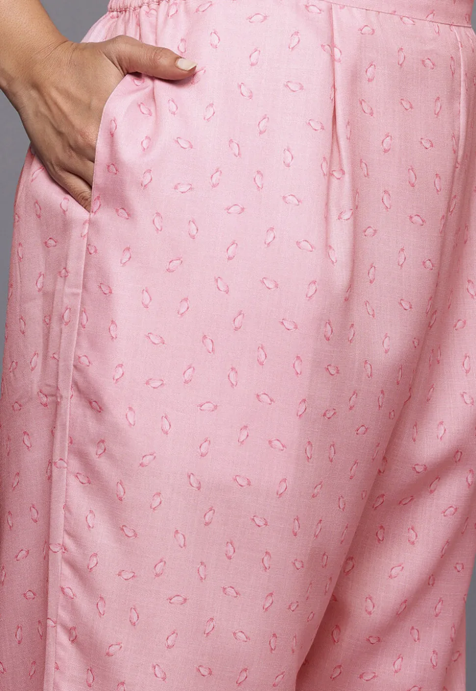 Digital Printed Cotton Straight Kurta Set in Pink
