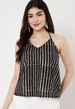 Digital Printed Cotton Top in Black