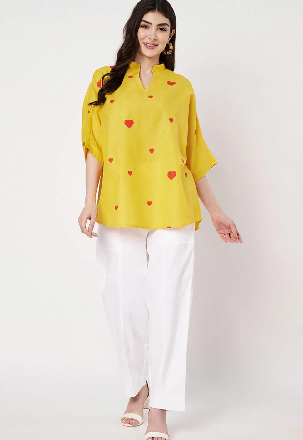 Digital Printed Cotton Top in Yellow