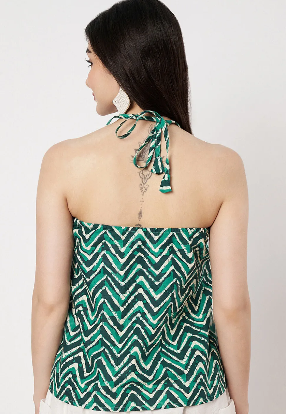 Digital Printed Cotton Top in Green