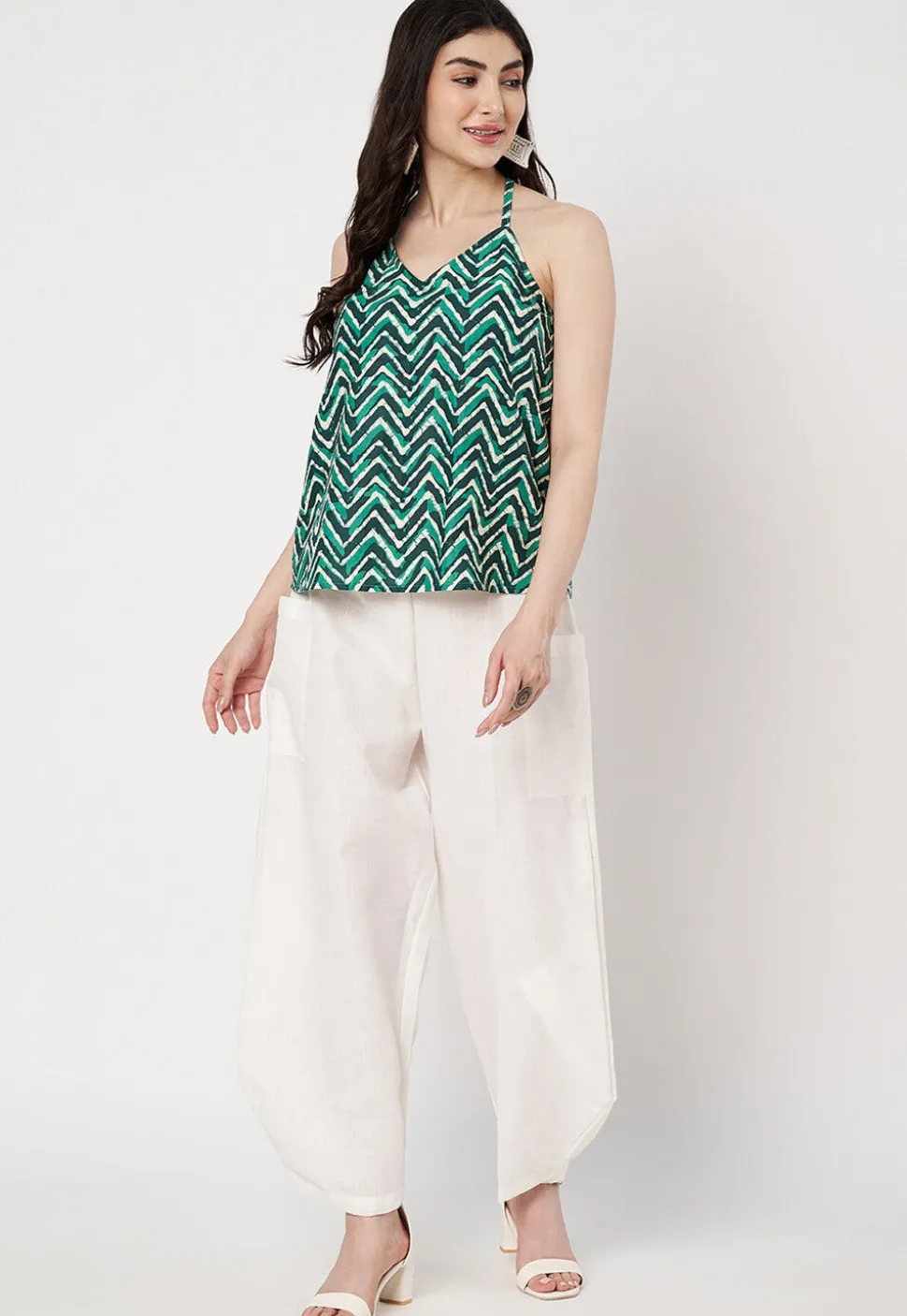 Digital Printed Cotton Top in Green