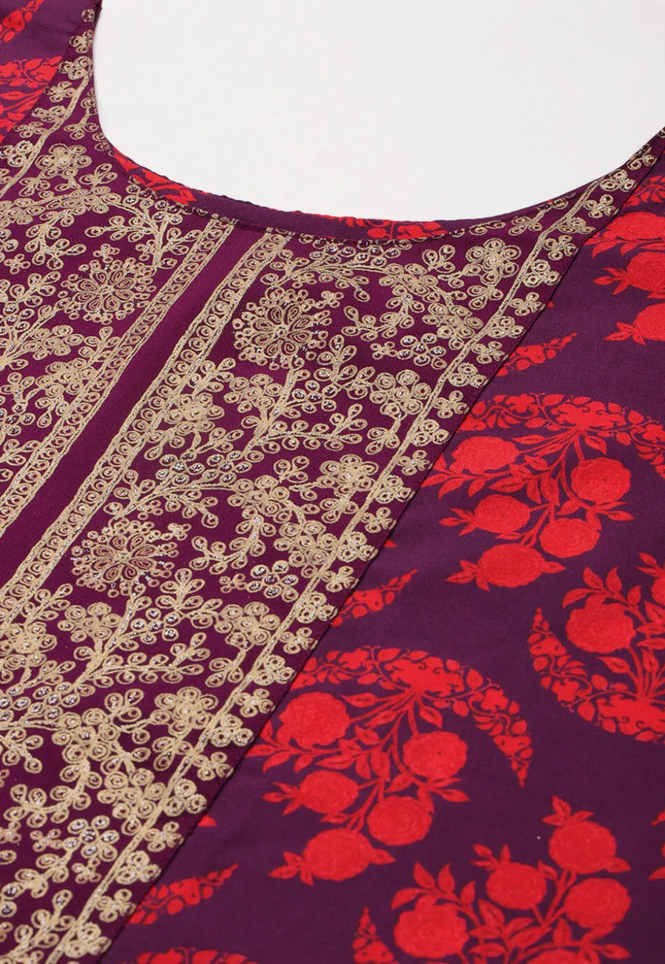 Digital Printed Crepe Asymmetric Kurta Set in Purple