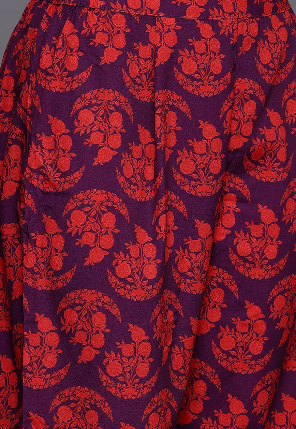 Digital Printed Crepe Asymmetric Kurta Set in Purple