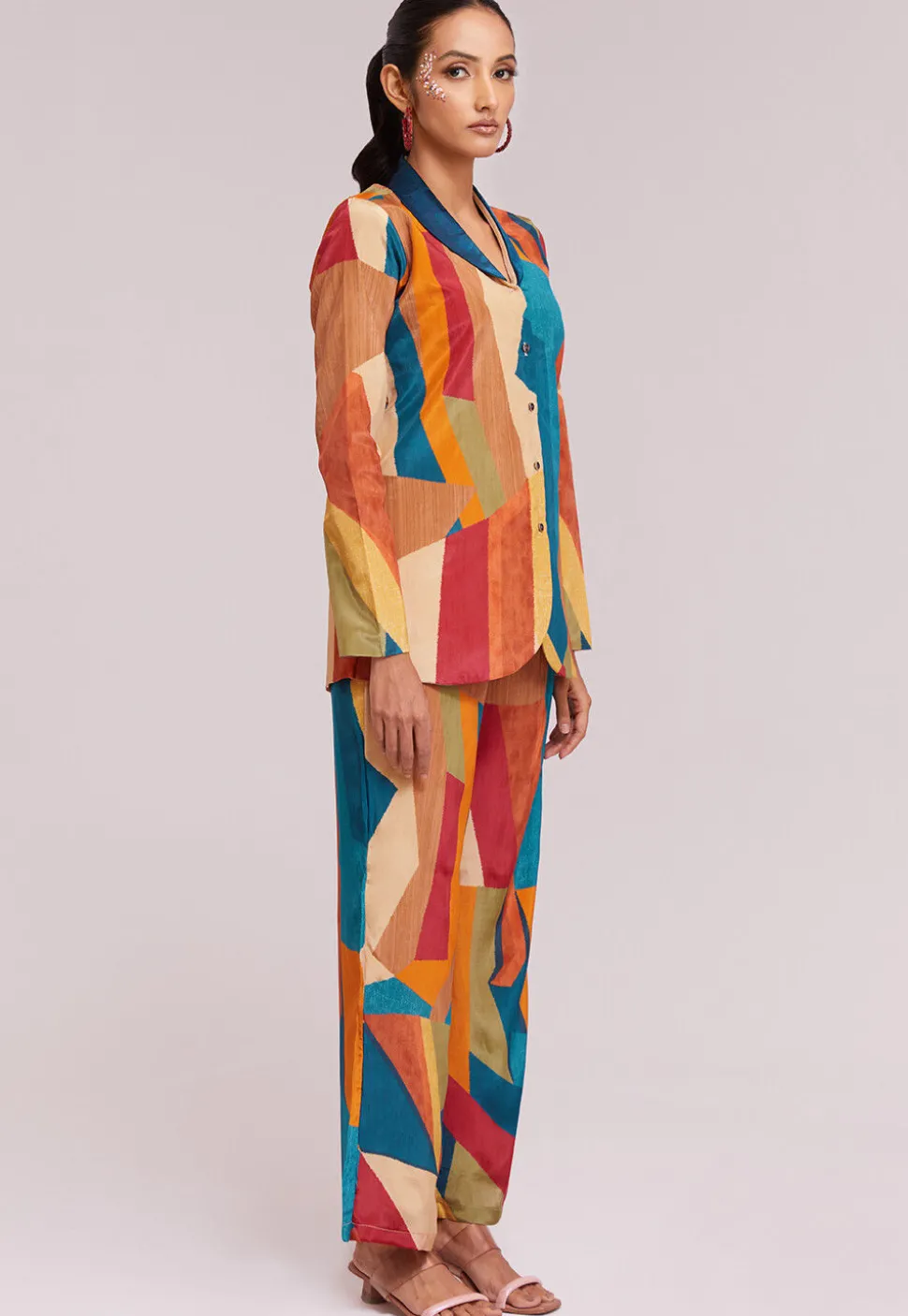 Digital Printed Crepe Co Ord Set in Multicolor