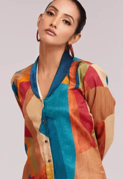 Digital Printed Crepe Co Ord Set in Multicolor