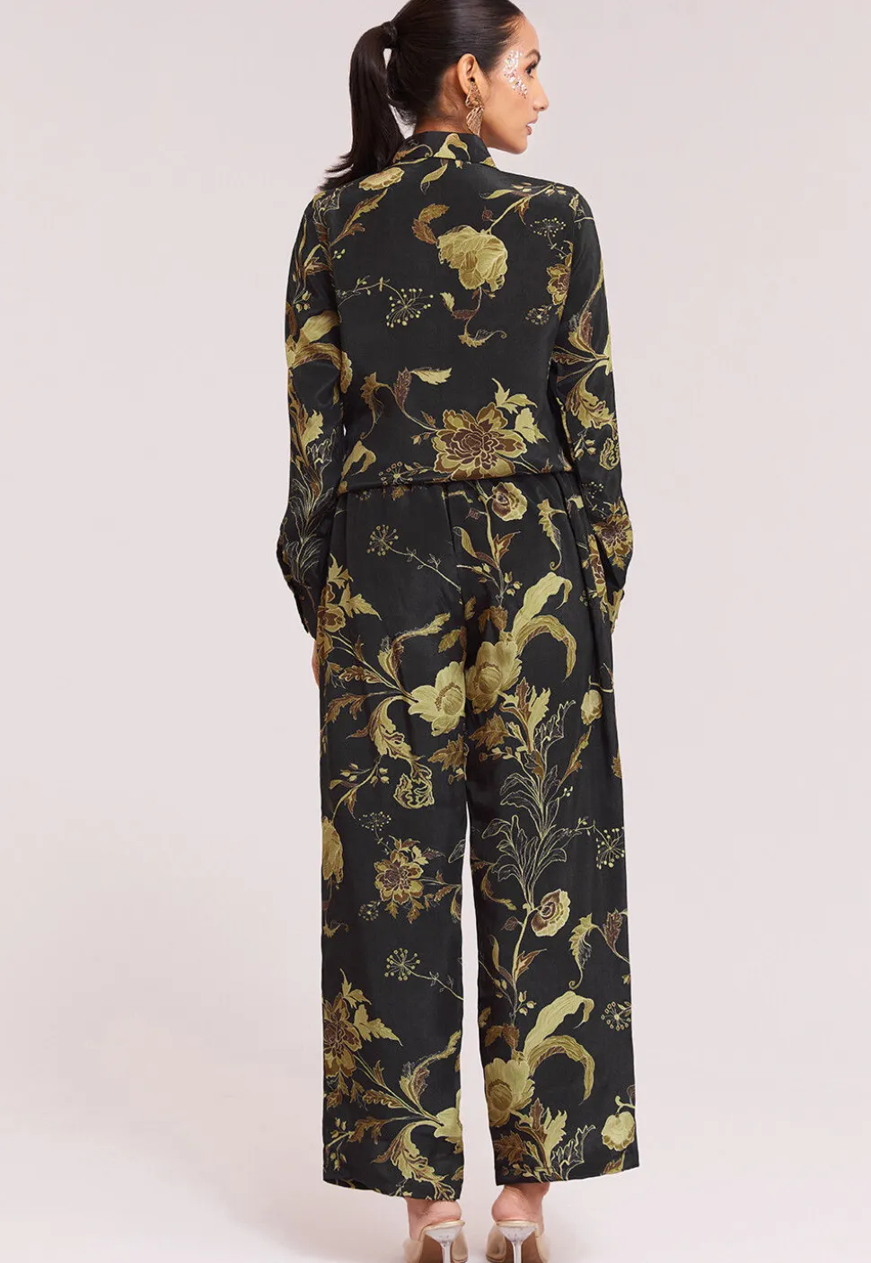 Digital Printed Crepe Co Ord Set in Black