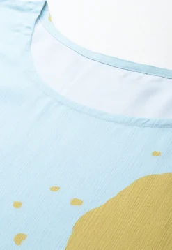 Digital Printed Crepe Kaftan Set in Sky Blue