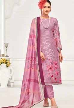 Digital Printed Crepe Pakistani Suit in Pink