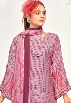 Digital Printed Crepe Pakistani Suit in Pink