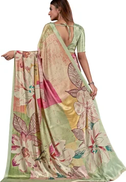 Digital Printed Crepe Saree in Multicolor