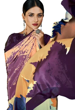 Digital Printed Crepe Saree in Multicolor