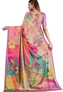 Digital Printed Crepe Saree in Multicolor