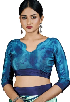 Digital Printed Crepe Saree in Sea Green