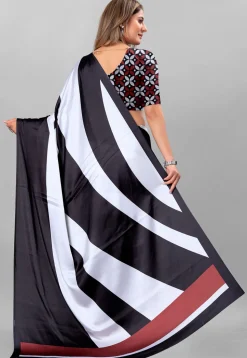 Digital Printed Crepe Saree in Black