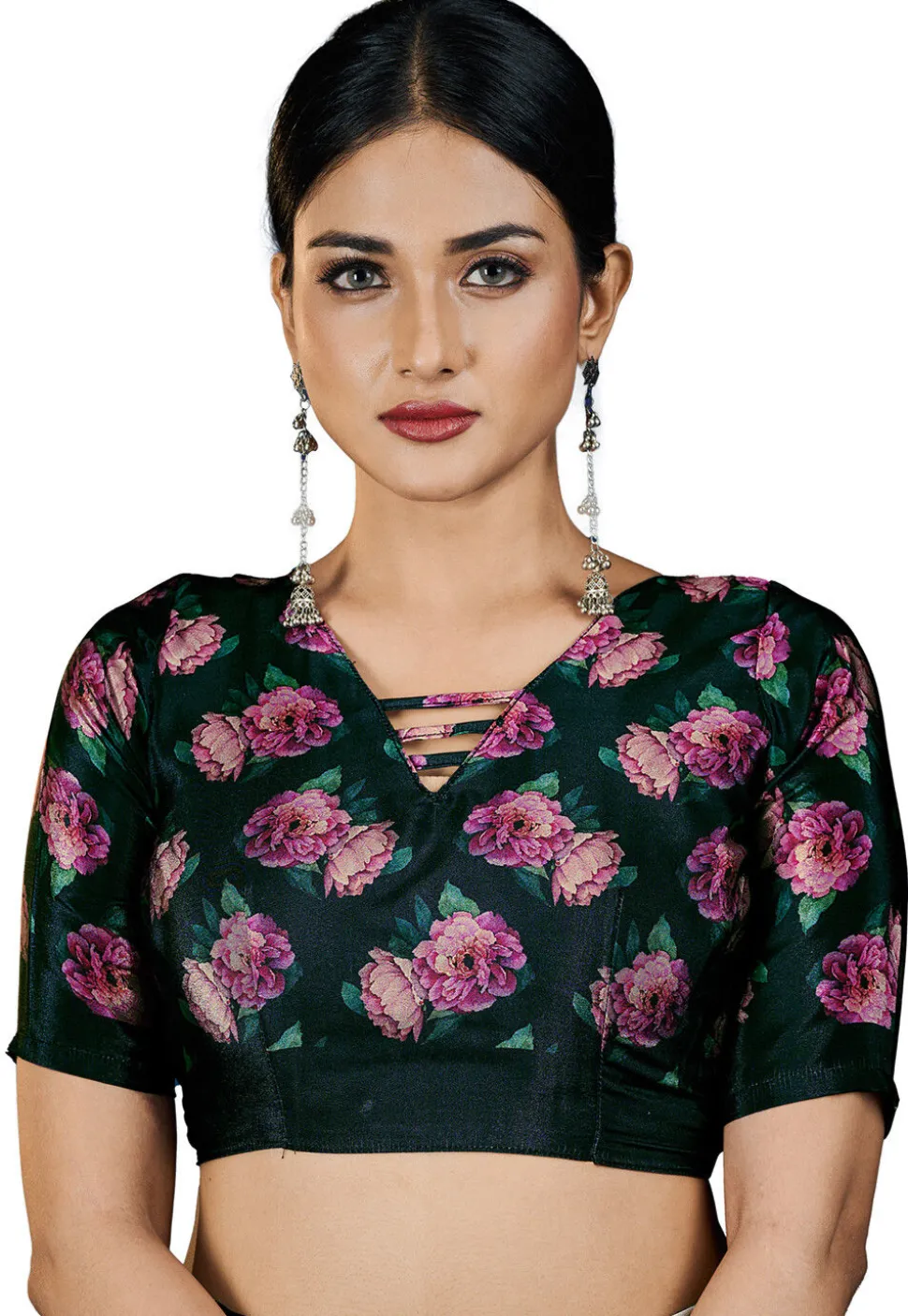 Digital Printed Crepe Saree in Cream