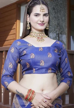 Digital Printed Crepe Saree in Navy Blue