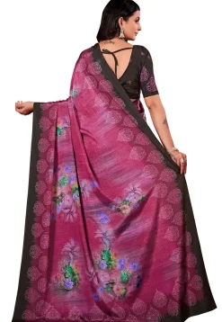 Digital Printed Crepe Silk Saree in Wine