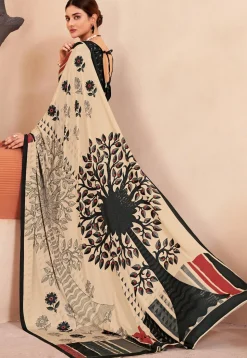 Digital Printed Crepe Silk Saree in Multicolor
