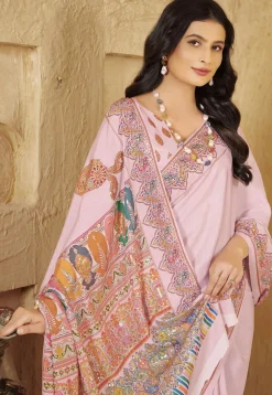 Digital Printed Crepe Silk Saree in Baby Pink