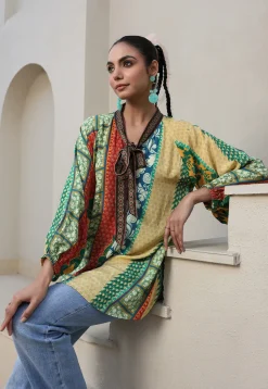 Digital Printed Crepe Top in Multicolor