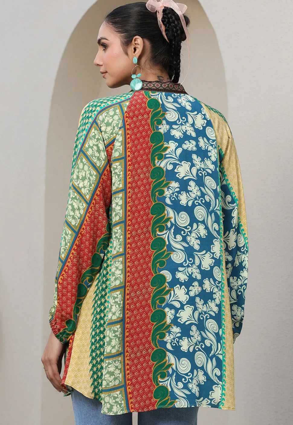 Digital Printed Crepe Top in Multicolor