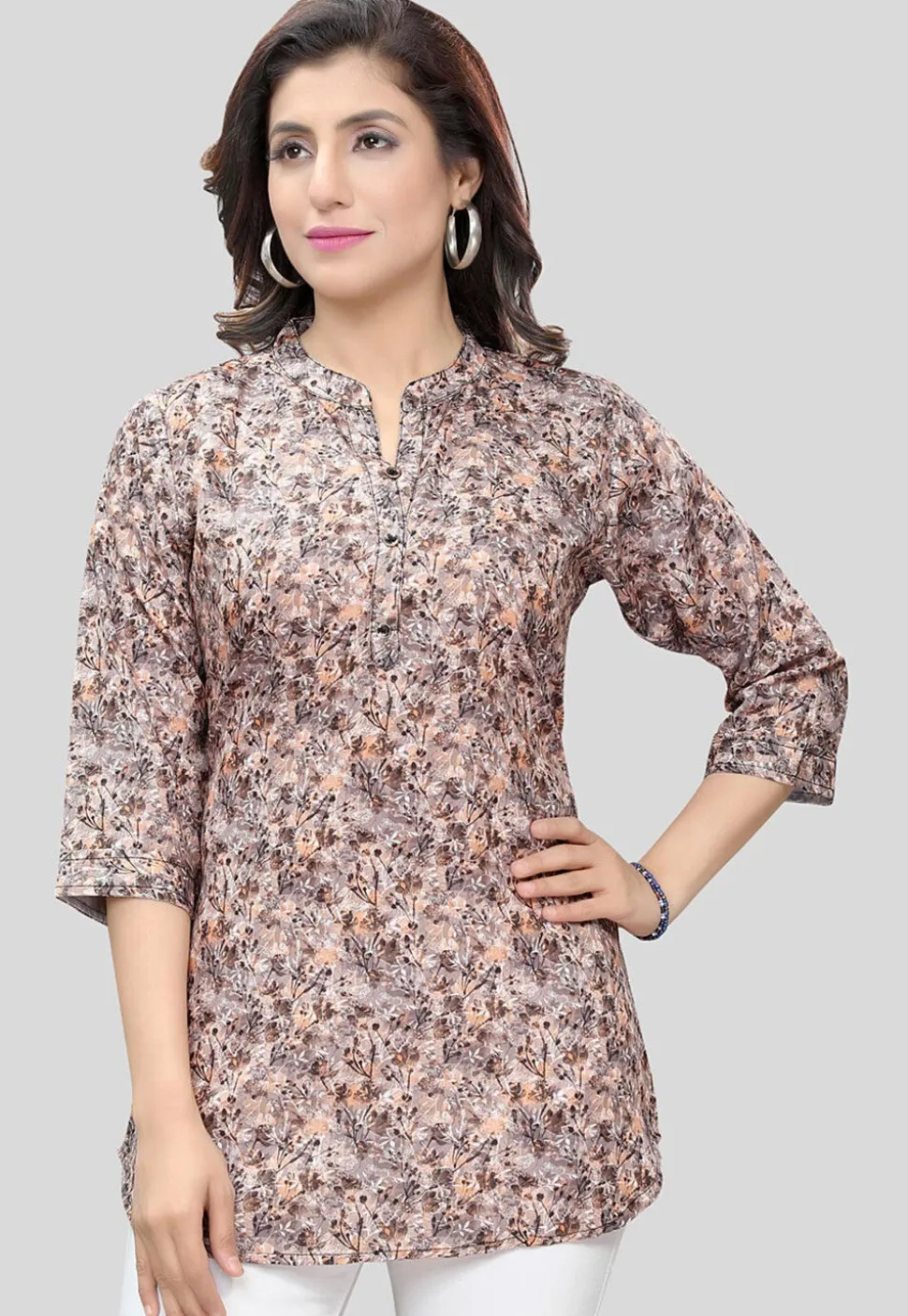 Digital Printed Crepe Tunic in Old Rose
