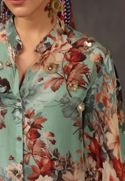 Digital Printed Crepe Tunic in Green